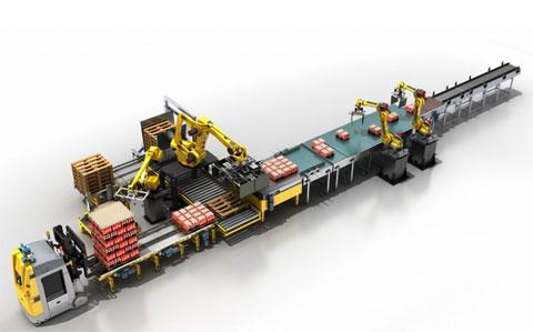 Robot palletizer for fruit juice